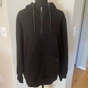 DKNY black vintage sweatshirt hoodie front pockets size M and front zip. Y2K!